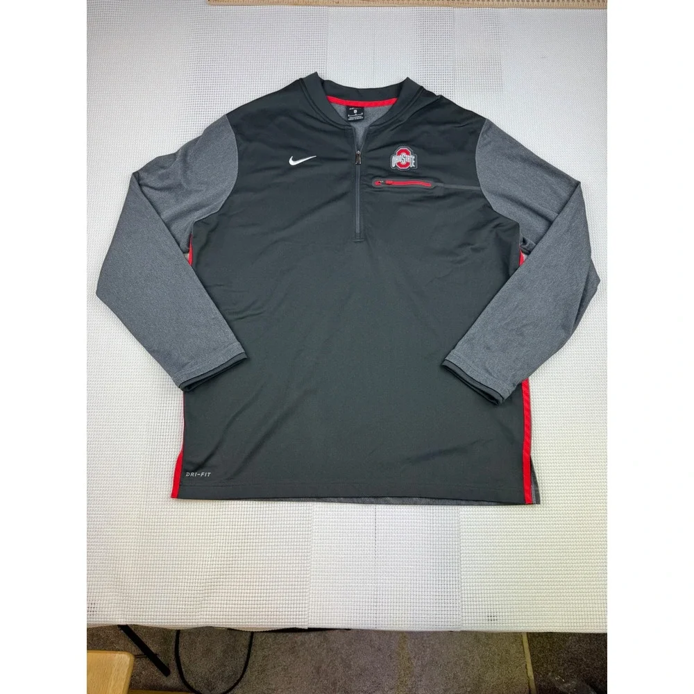 Nike Ohio State Buckeyes Dri-FIT Quarter Zip Pullover Mens XL Charcoal Grey NWT